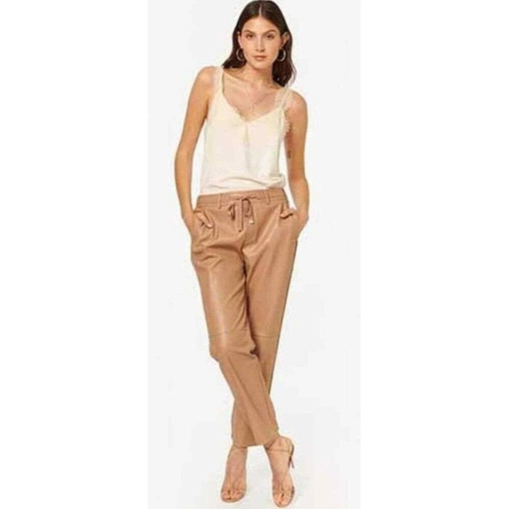 Cami NYC NWOT Tan Faux Leather Casual Pant Misses Size Medium
